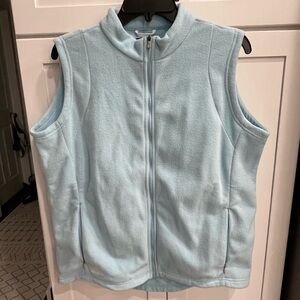 Adidas women’s climawarm large baby blue vest with 2 zipper pockets.